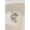 Ayarlamalı Silver Renk Metal Zirkon Taşlı Kanat Yüzük
