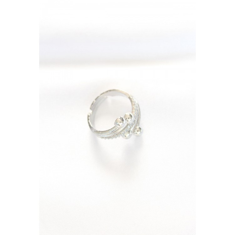Topçuk Model Zirkon Taşlı Silver Renk Ayarlanabilir Yüzük
