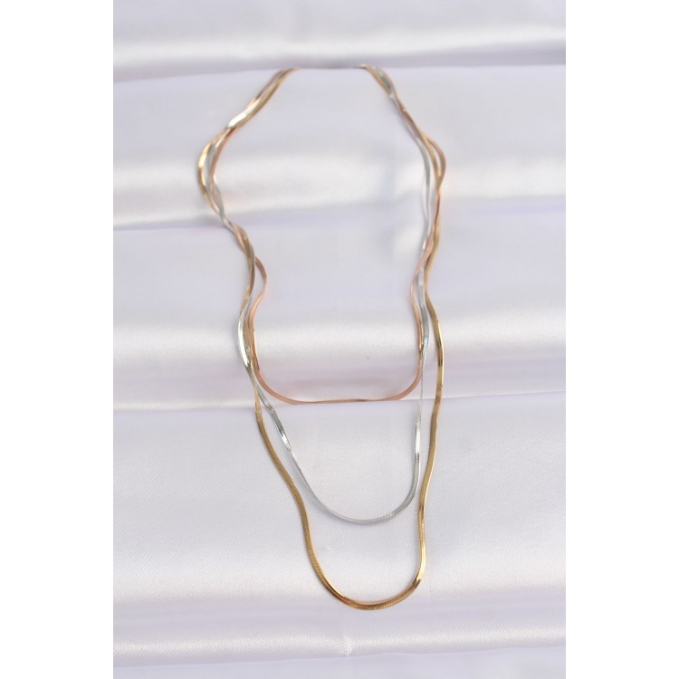 316L Çelik 3 Renkli İtalyan Zincir Çoklu Kolye