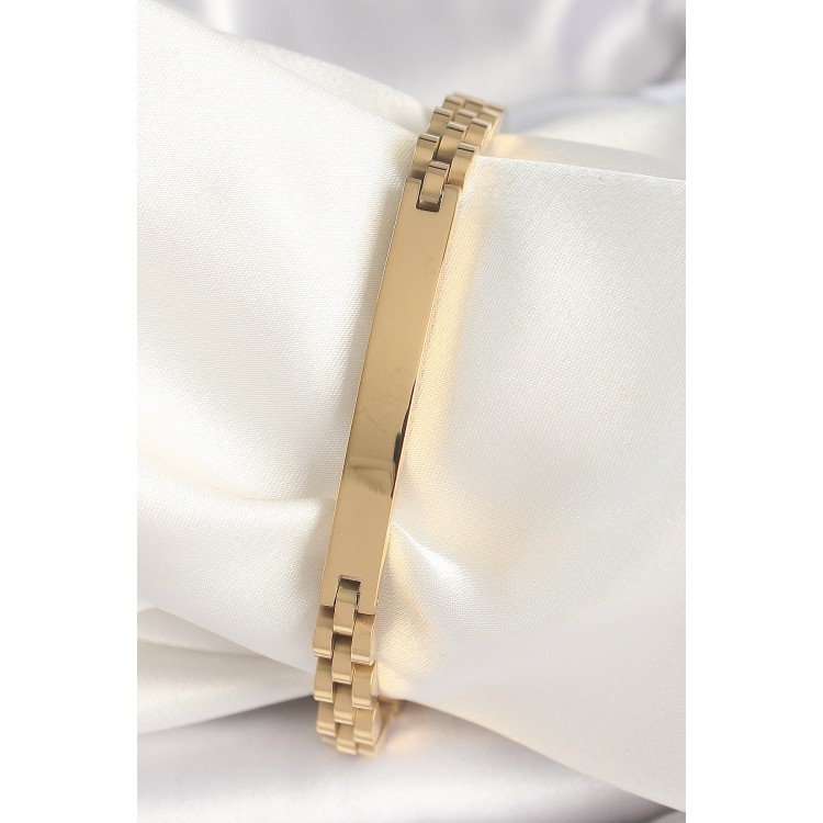 316L Çelik Gold Renk Zincir Künye Model Erkek Bileklik