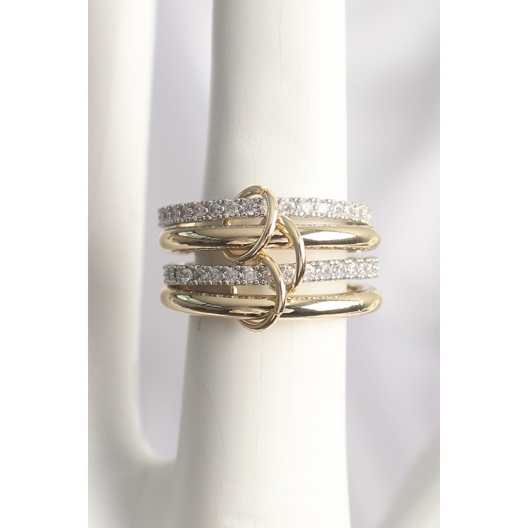 Pirinç Mix Renk Zirkon Taşlı 4'Lü Kadın Yüzük