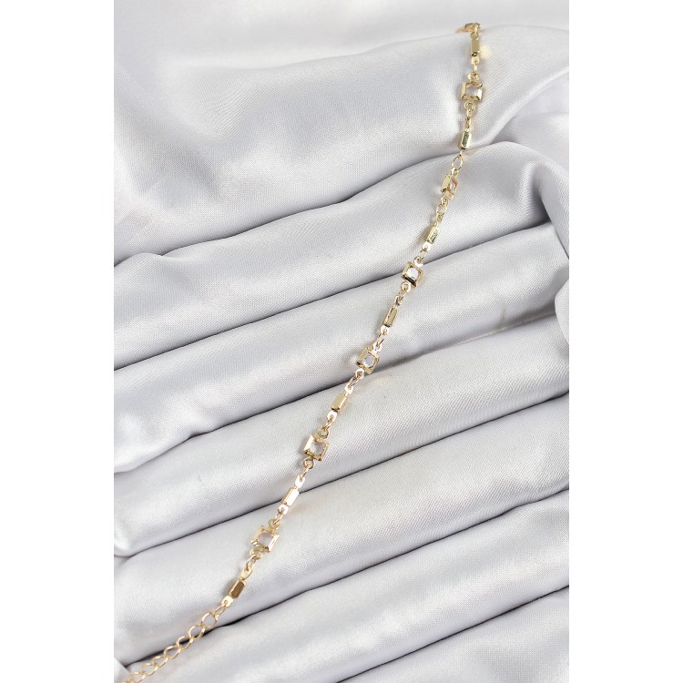 Pirinç Gold Renk Zirkon Taşlı Kadın Bileklik