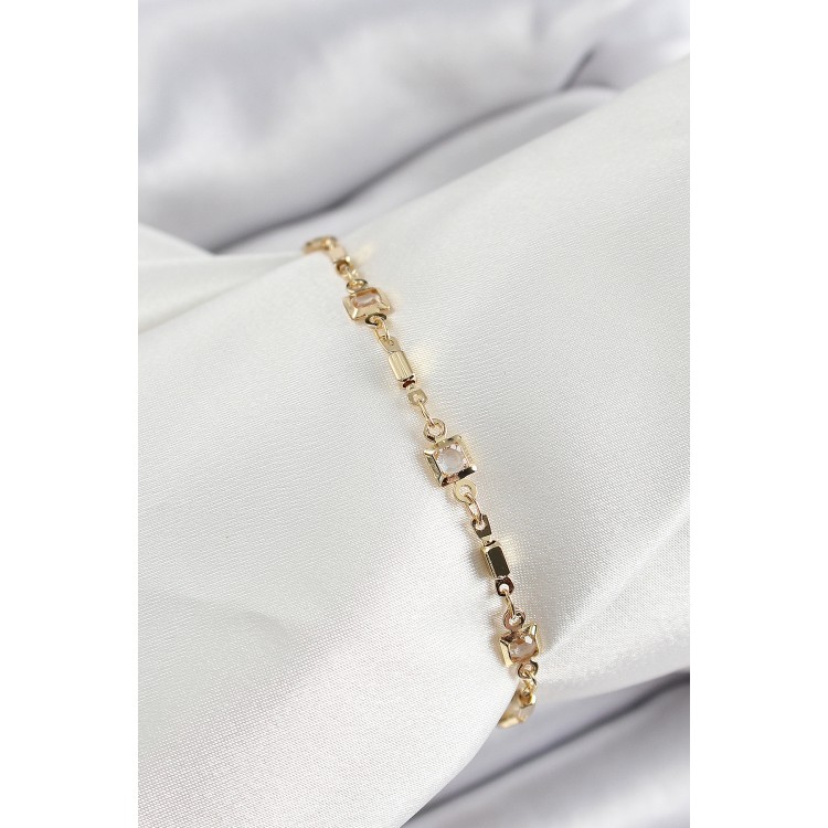 Pirinç Gold Renk Zirkon Taşlı Kadın Bileklik