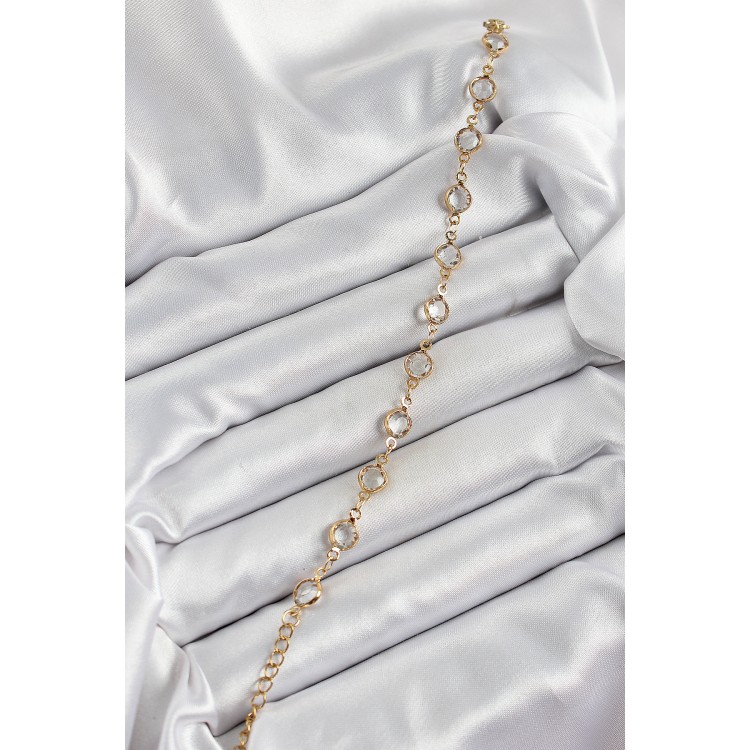 Pirinç Gold Renk Zirkon Taşlı Kadın Bileklik