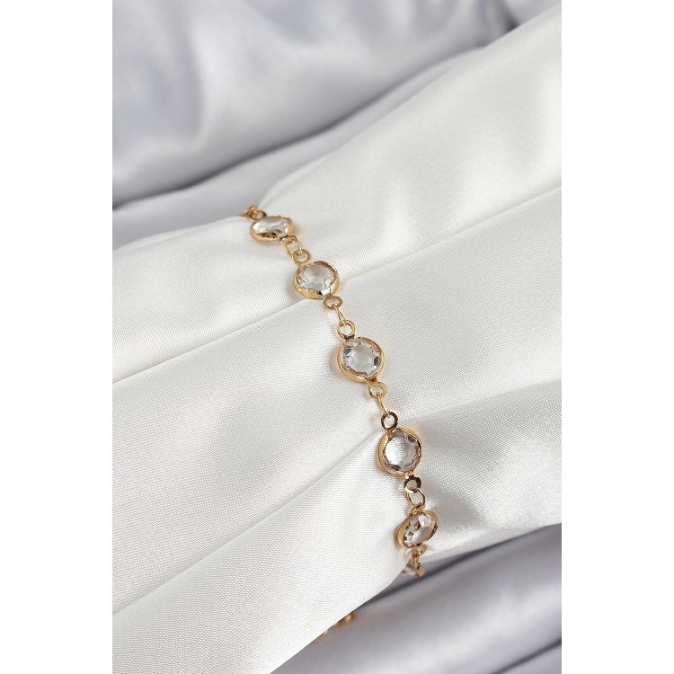 Pirinç Gold Renk Zirkon Taşlı Kadın Bileklik