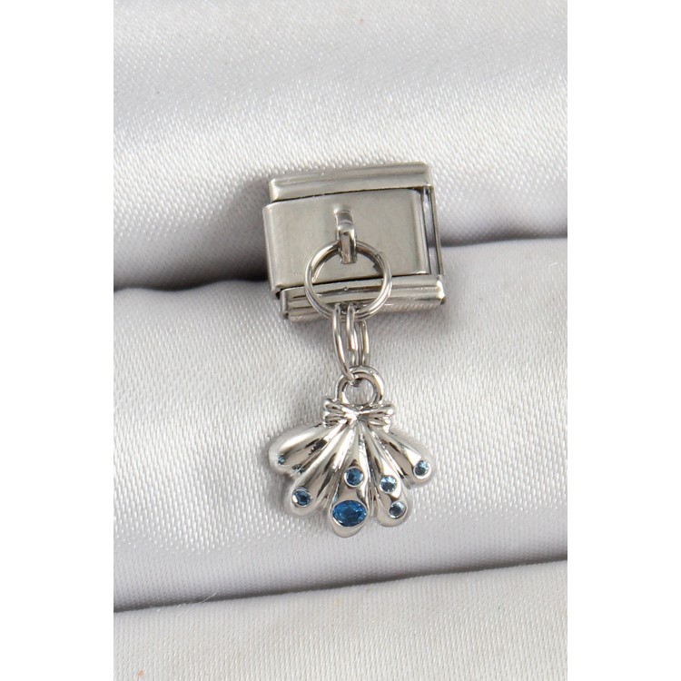 316L Çelik Sallantılı Fiyonklu Buket Model Gümüş Renk Nomination Charm