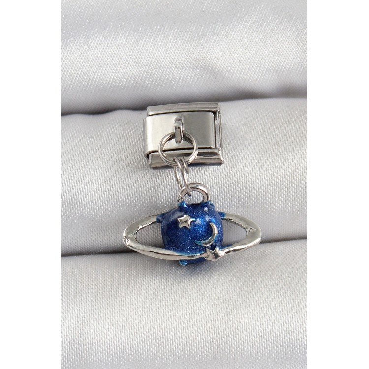 316L Çelik Sallantılı Satürn Model Gümüş Renk Nomination Charm