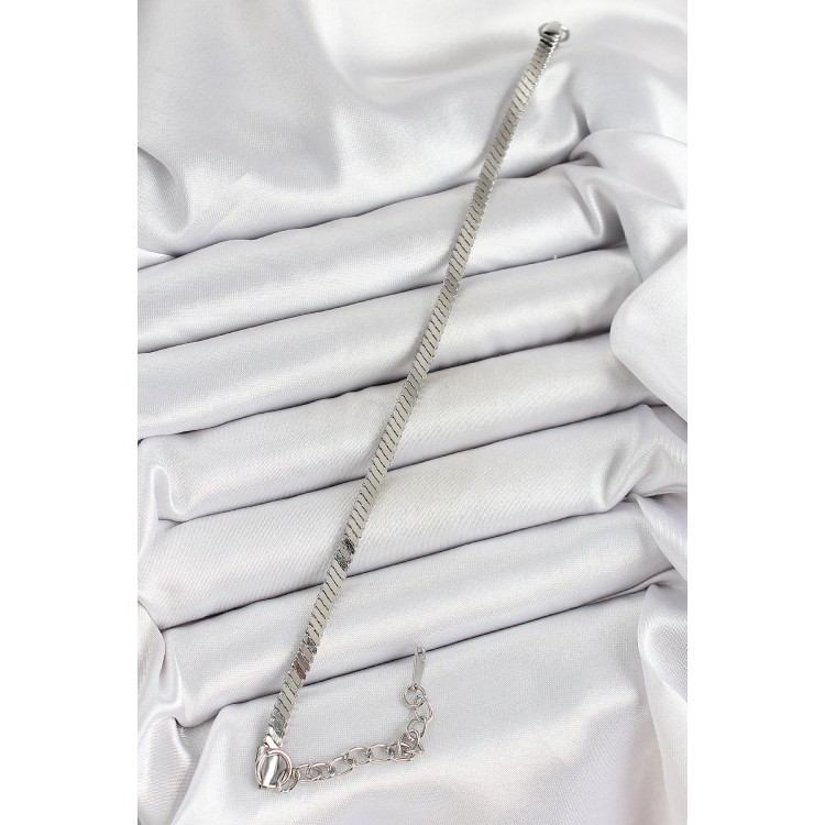 316L Çelik Gümüş Renk Yassı Zincir Model Kadın Bileklik