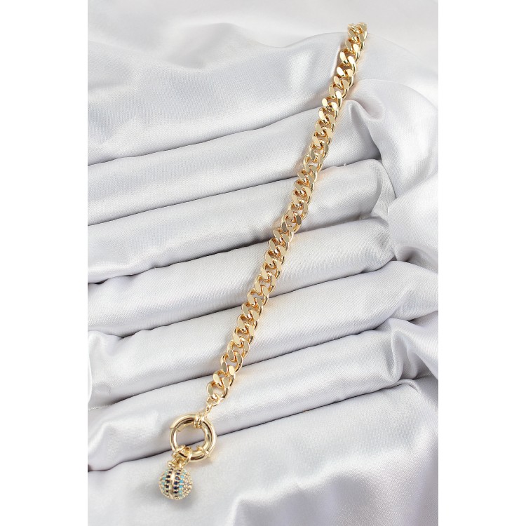 Pirinç Nazar Model Zirkon Taşlı Gold Renk VİP Seri Kadın Bileklik