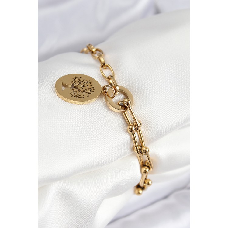 316L Çelik Tifany Ağaç Model Gold Renk Kadın Bileklik