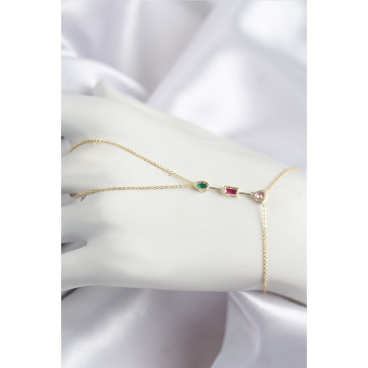 Pirinç Renkli Zirkon Taşlı Model Gold Renk Şahmeran