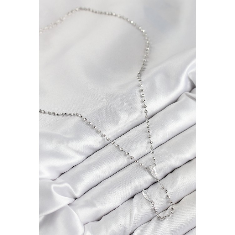 Pirinç Zirkon Taşlı Gümüş Renk Kadın Y Kolye