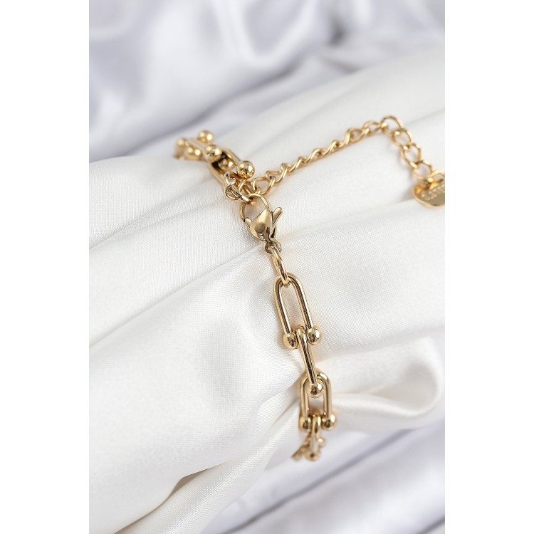 316L Çelik Tifany Zincir Model Gold Renk Kadın Bileklik