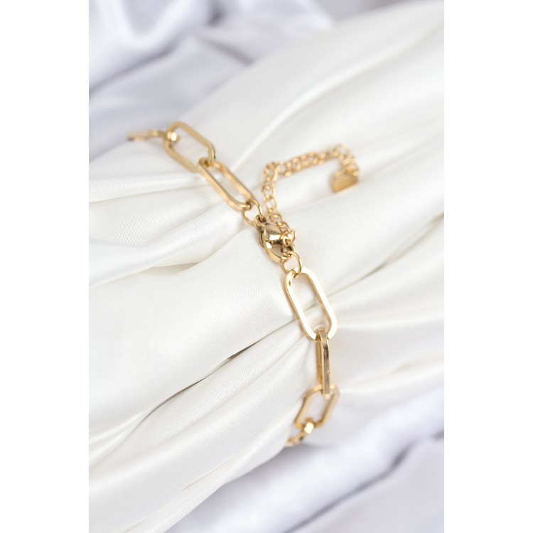 316L Çelik Nazar Boncuğu Ve Zirkon Taşlı Kalp Model Gold Renk Kadın Bileklik