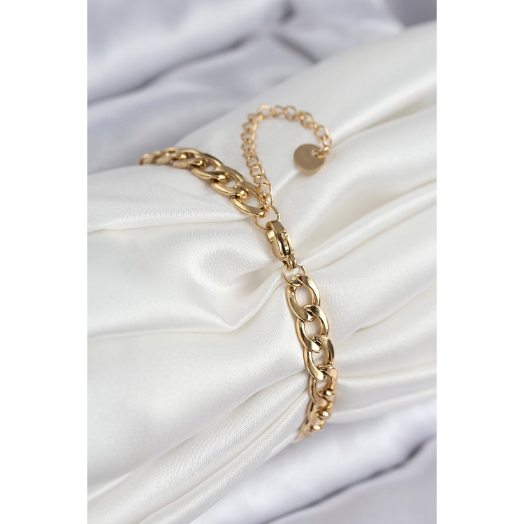 316L Çelik Nazar Boncuk Detaylı Yonca Model Gold Renk Kadın Bileklik