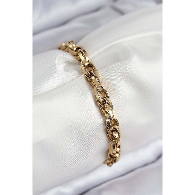 316L Çelik Örgü Model Gold Renk Kadın Bileklik