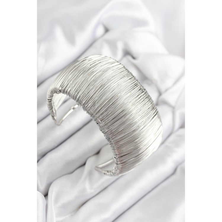 Pirinç Tel Sarma Model Gümüş Renk Kadın Bileklilk