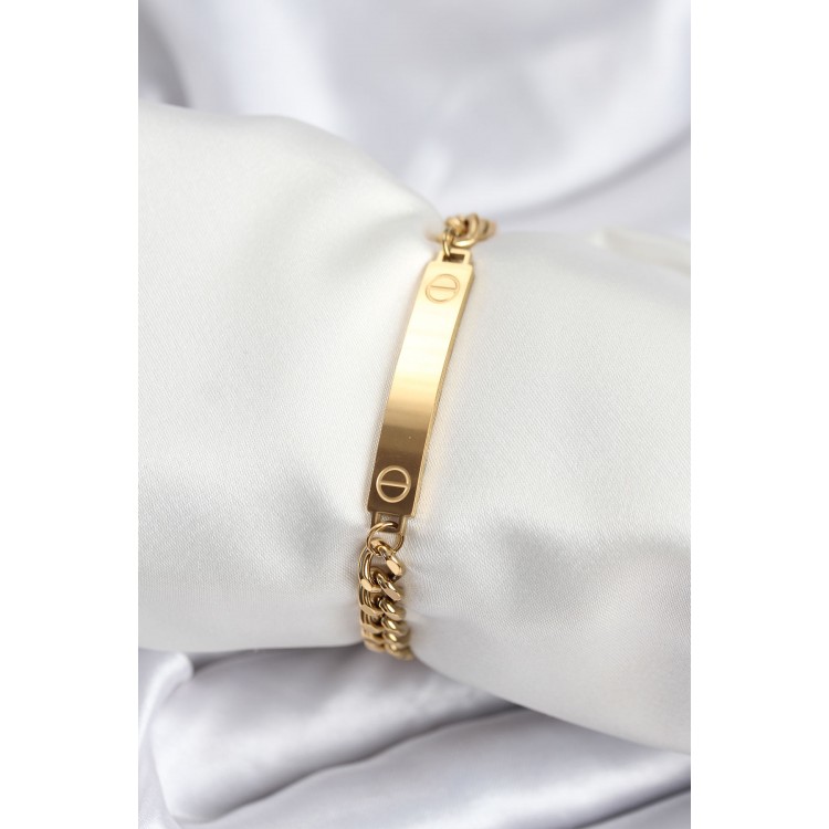 316L Çelik Gold Renk Yazı Yazmaya Uygun Kadın Bileklik