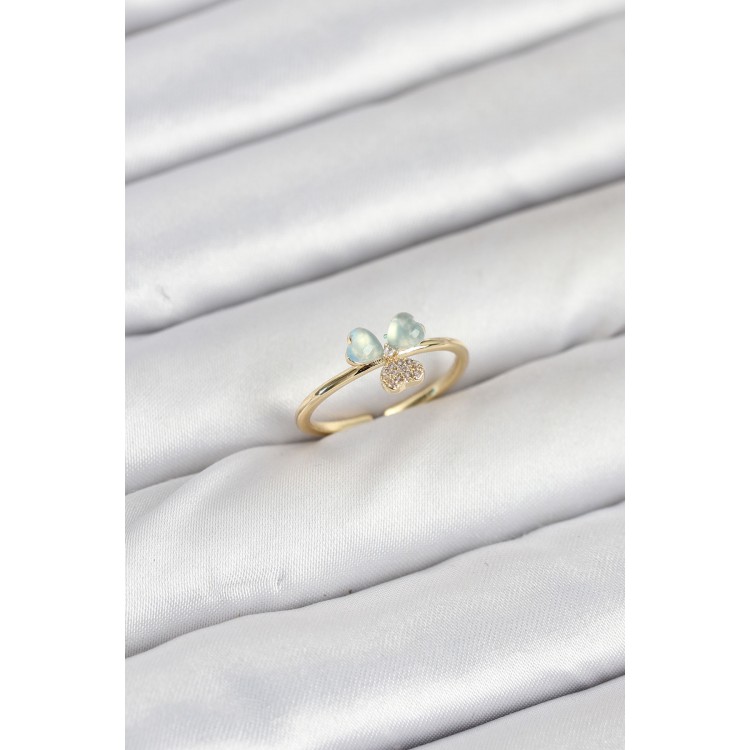 Pirinç Gold Renk Yonca Model Kadın Yüzük