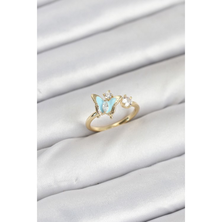 Pirinç Gold Renk Kelebek Model Kadın Yüzük