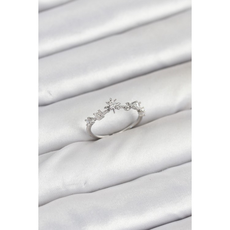 Pirinç Gümüş Renk Manifest Kadın Yüzük