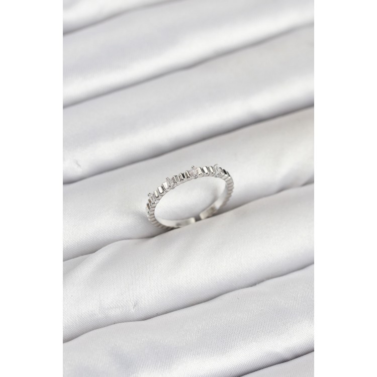 Pirinç Gümüş Renk Lazer Kesim Kadın Yüzük