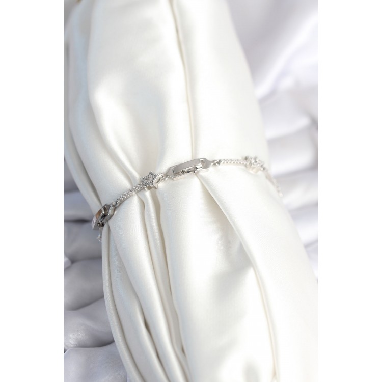 Pirinç Gümüş Renk Halley Yıldız Model Kadın Bileklik