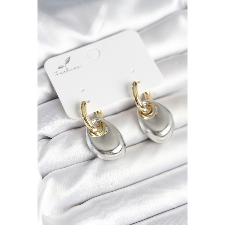 Pirinç Damla Model Gümüş Gold Renk Kadın Küpe Pirinç Damla Model Gümüş Gold Renk Kadın Küpe