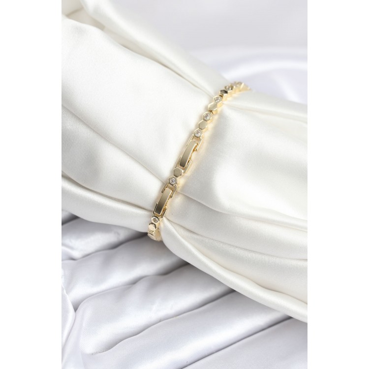 Pirinç Gold Renk İnce Petek Model Kadın Bileklik