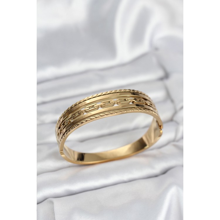 316L Çelik Gold Renk Vintage Model Kadın Kelepçe Bileklik