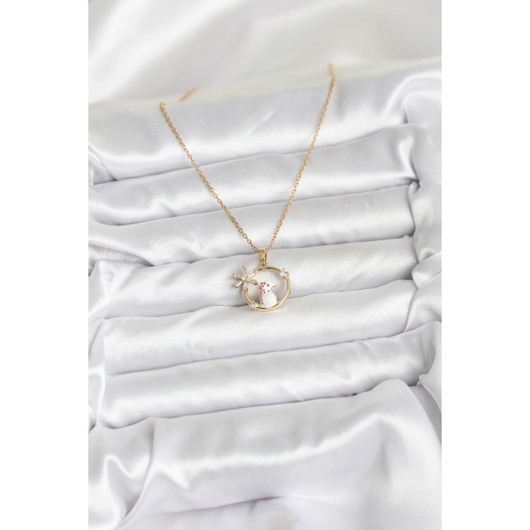 316L Çelik Zincir Gold Zirkon Taşlı Yılbaşı Temalı Kadın Kolye 316L Çelik Zincir Gold Zirkon Taşlı Yılbaşı Temalı Kadın Kolye
