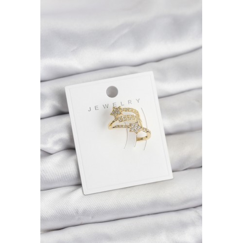 Gold Renk Zirkon Taşlı Yıldız Model Kıkırdak Earcuff Küpe