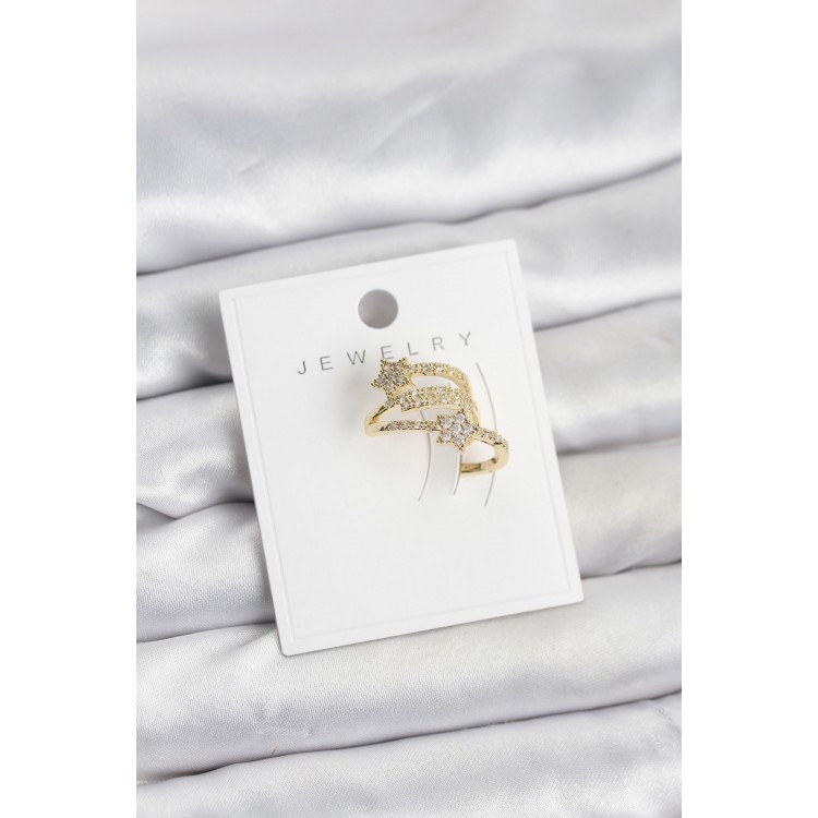 Gold Renk Zirkon Taşlı Yıldız Model Kıkırdak Earcuff Küpe