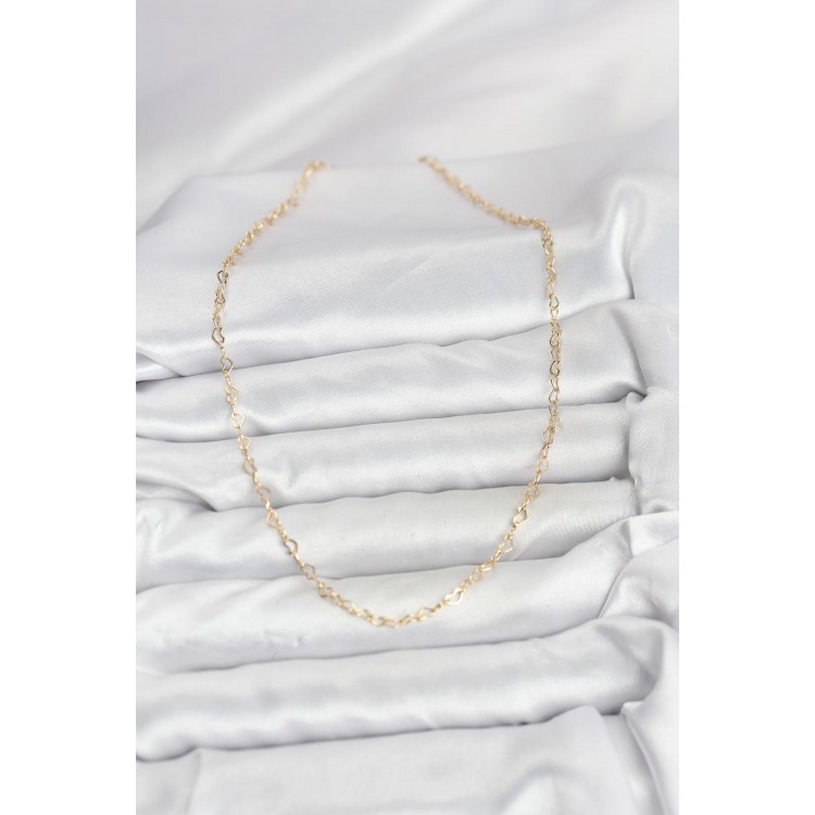 CM 14K Gold Renk Kalp Zincirli Kadın Kolye CM 14K Gold Renk Kalp Zincirli Kadın Kolye