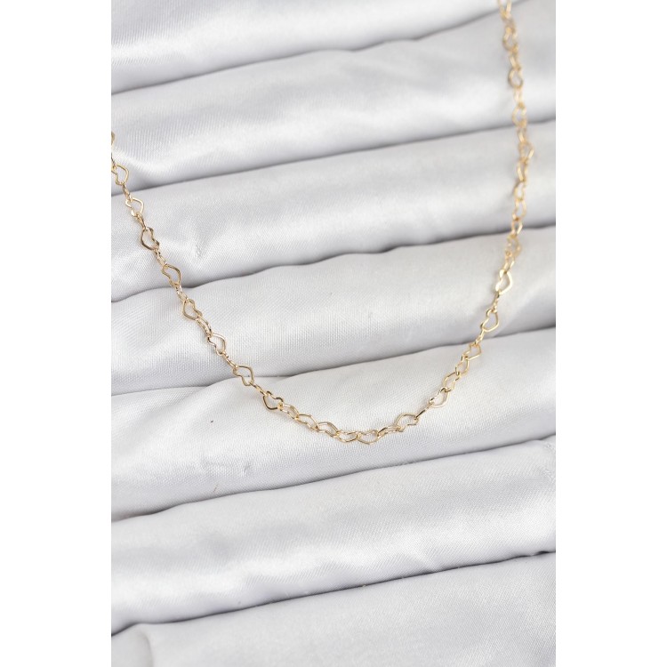 CM 14K Gold Renk Kalp Zincirli Kadın Kolye