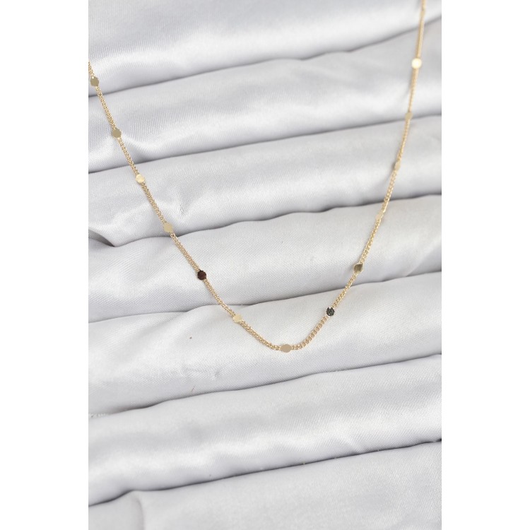 CM 14K Gold Renk Ezme Pul Model 60 cm Kadın Kolye