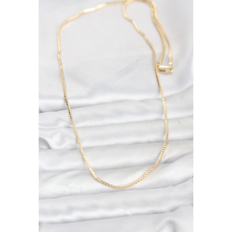 CM 14K Gold Renk Kare Zincirli Model 60 cm Kadın Kolye