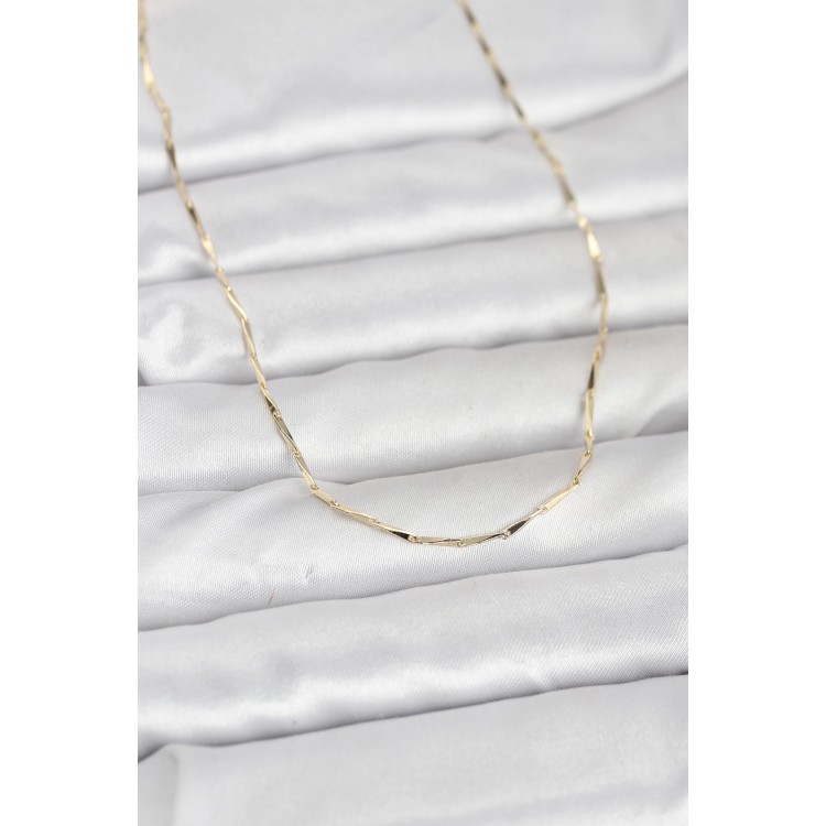 CM 14K Gold Renk Çubuk Kesme Zincir Model 60 cm Kadın Kolye