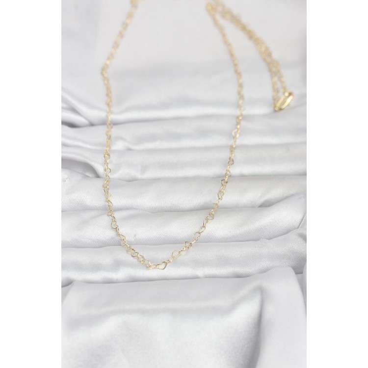CM 14K Gold Renk Kalp Zincirli 60 cm Kadın Kolye CM 14K Gold Renk Kalp Zincirli 60 cm Kadın Kolye