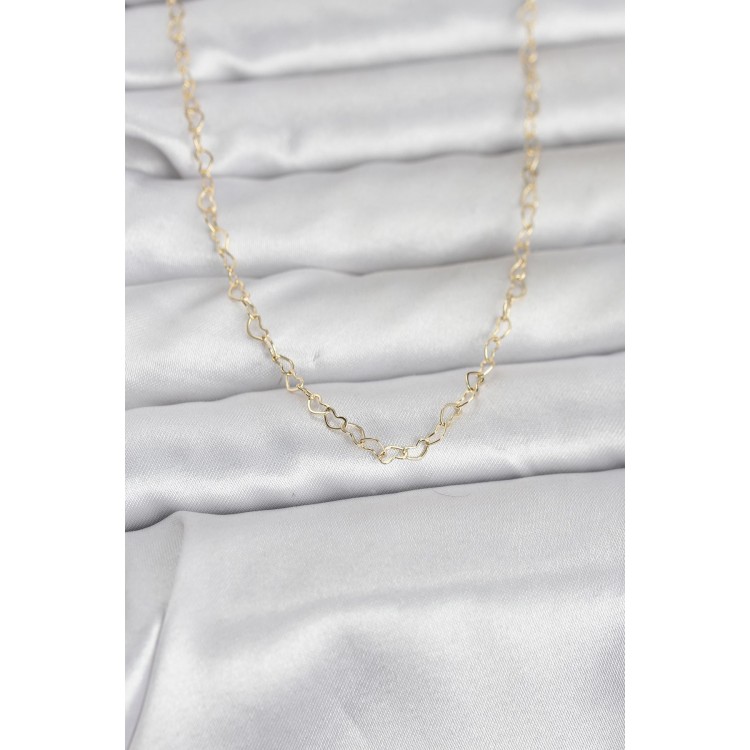 CM 14K Gold Renk Kalp Zincirli 60 cm Kadın Kolye