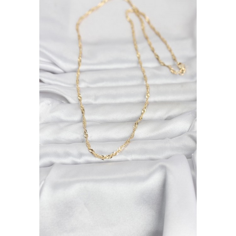 CM 14K Gold Renk Burgu Yassı Model 60 cm Kadın Kolye CM 14K Gold Renk Burgu Yassı Model 60 cm Kadın Kolye