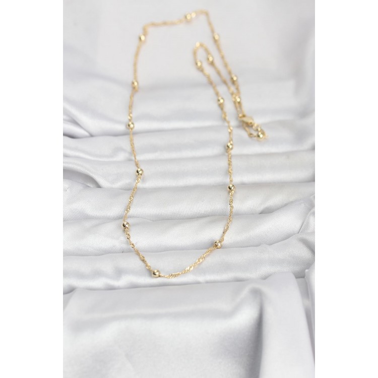 CM 14K Gold Renk Burgu ve Top Zincirli Model 60 cm Kadın Kolye CM 14K Gold Renk Burgu ve Top Zincirli Model 60 cm Kadın Kolye