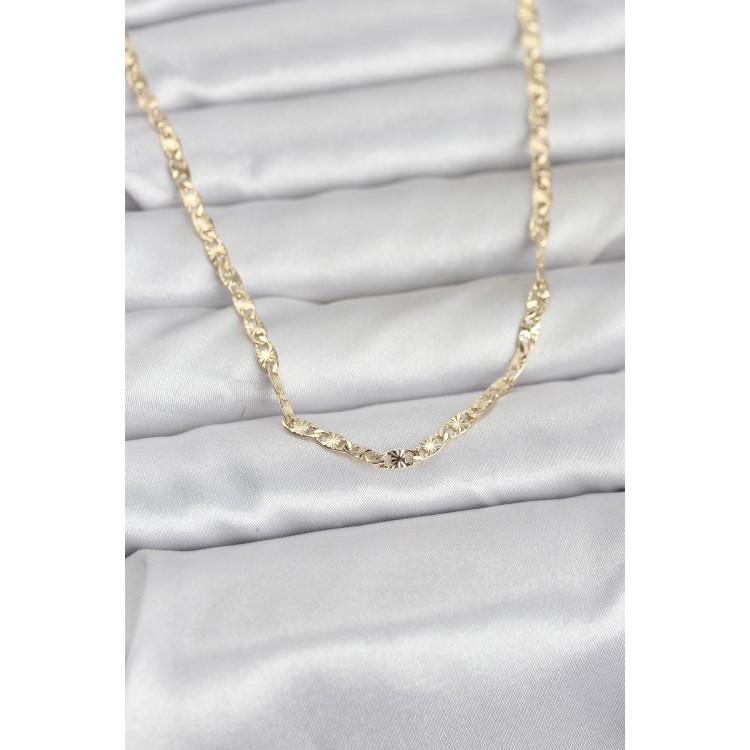 CM 14K Gold Renk Lazer Zincirli Model 60 cm Kadın Kolye