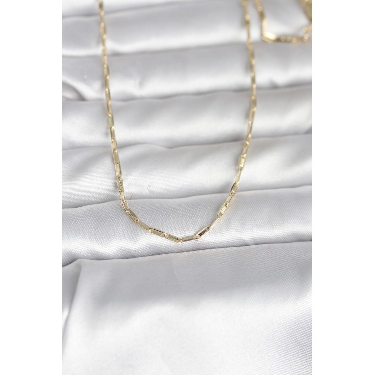 CM 14K Gold Renk İnce Ataç Zincir Model 60 cm Kadın Kolye