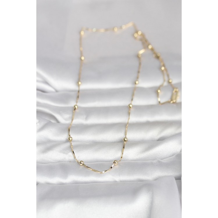 CM 14K Gold Renk Kesme Çubuk Zincir Topçuklu Model 60 cm Kadın Kolye CM 14K Gold Renk Kesme Çubuk Zincir Topçuklu Model 60 cm Kadın Kolye