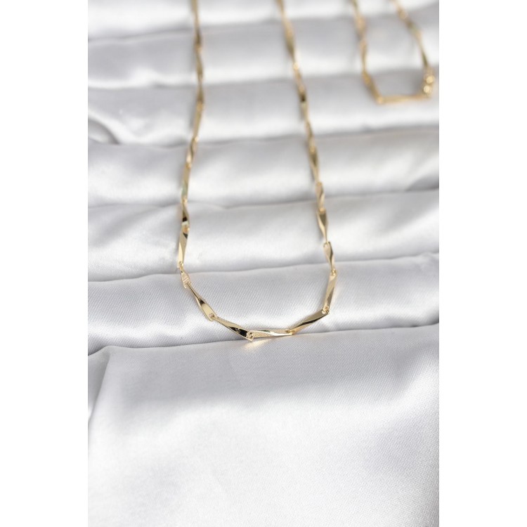CM 14K Gold Renk Kesme Çubuk Zincirli Model 60 cm Kadın Kolye
