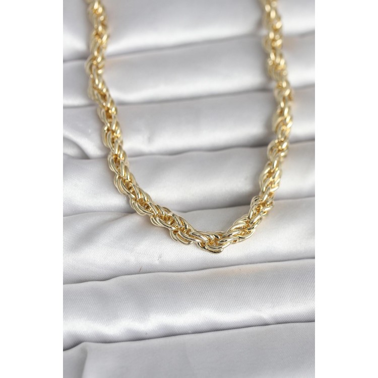 CM 14K Gold Renk Kalın Burgu Zincirli Model 60 cm Kadın Kolye
