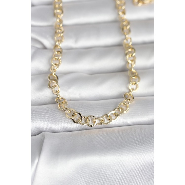 CM 14K Gold Renk Kalın Halka Zincirli 60 cm Kadın Kolye
