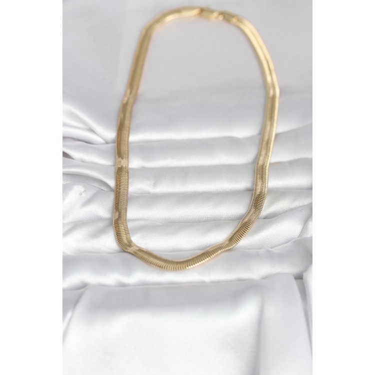 CM 14K Gold Renk Kalın Yassı Yılan Zincir Model 45 cm Kadın Kolye CM 14K Gold Renk Kalın Yassı Yılan Zincir Model 45 cm Kadın Kolye