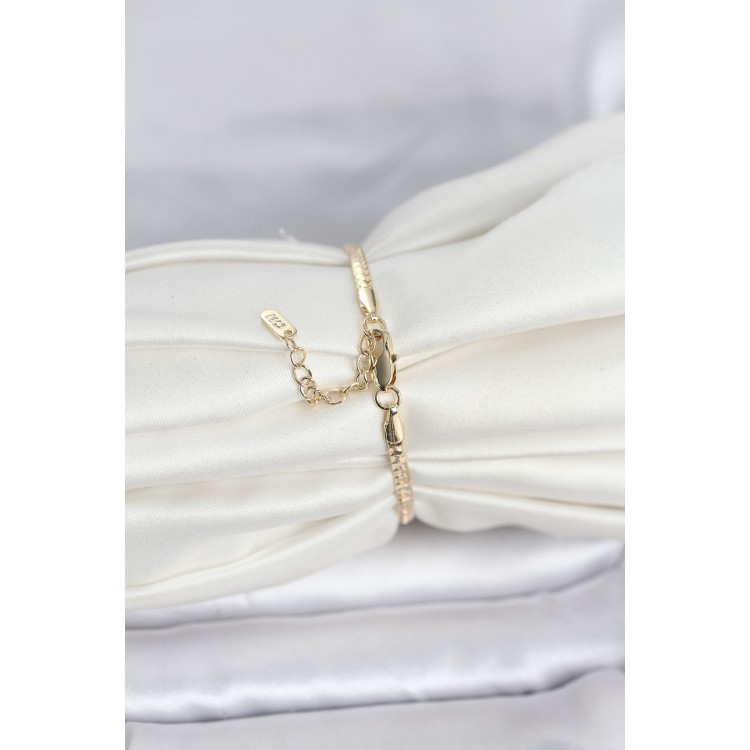 CM 14K Gold Renk Yassı Zincir Model Kadın Bileklik